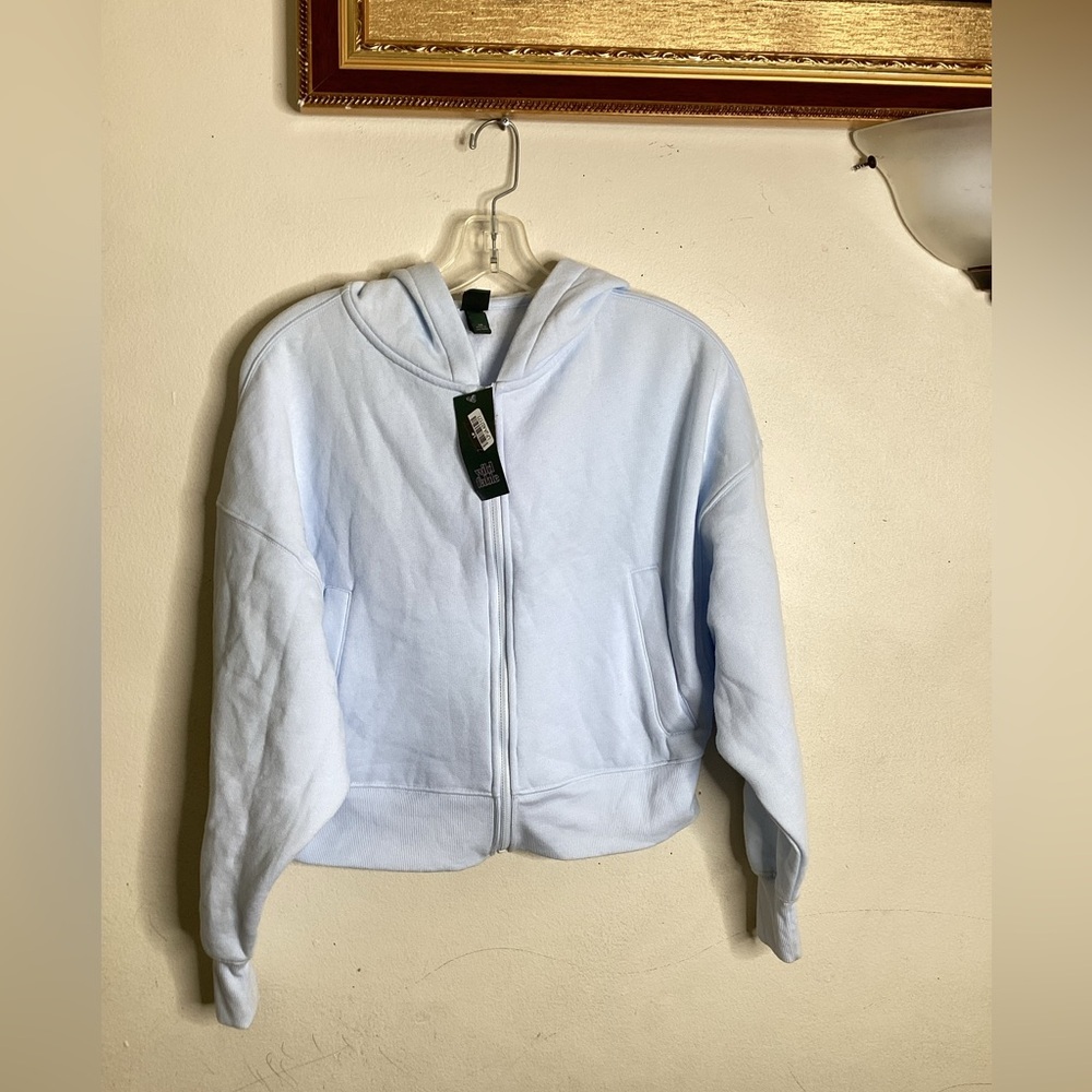 Wild Fable Women's Wedge Zip-Up Hooded Sweatshirt Light Blue - Picture 3 of 7